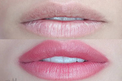 Lábios de uma pessoa após passar pelo procedimento Flow Lips da Natalia Beauty.